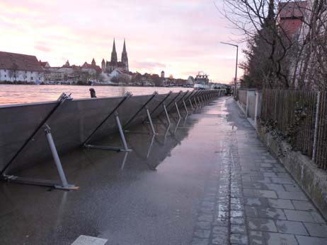 Chantier de protection inondation à Ratisbonne en Allemagne