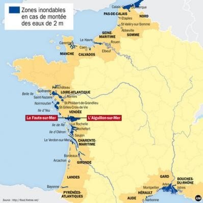 Carte de la submersion marine