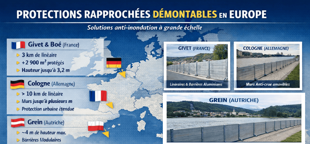 Grandes protections périphériques démontables en Europe