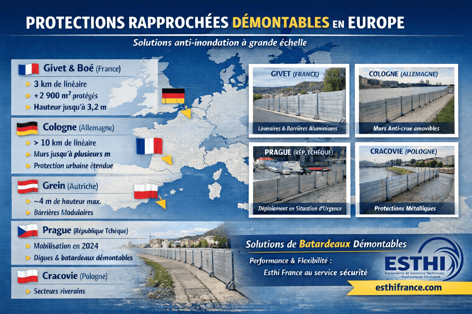 Grandes protections périphériques démontables en Europe
