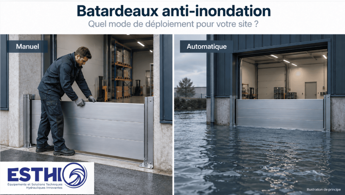 Batardeau anti-inondation manuel ou automatique pour un site professionnel